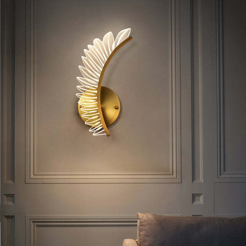 Kristy Modern Crystal Wall Lamp Gold Wings Design Sconce for Bedroom