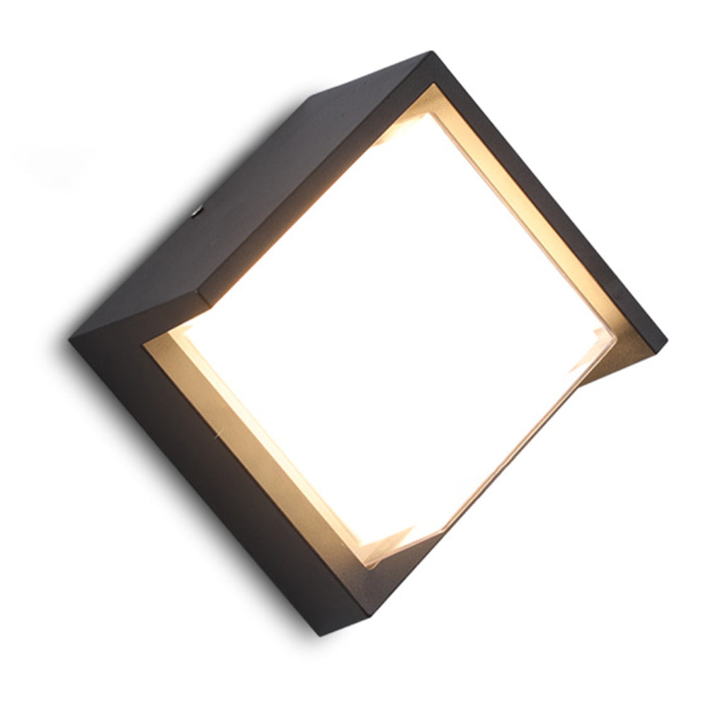 Orr Modern Square Metal Outdoor Wall Lamp, Black/White