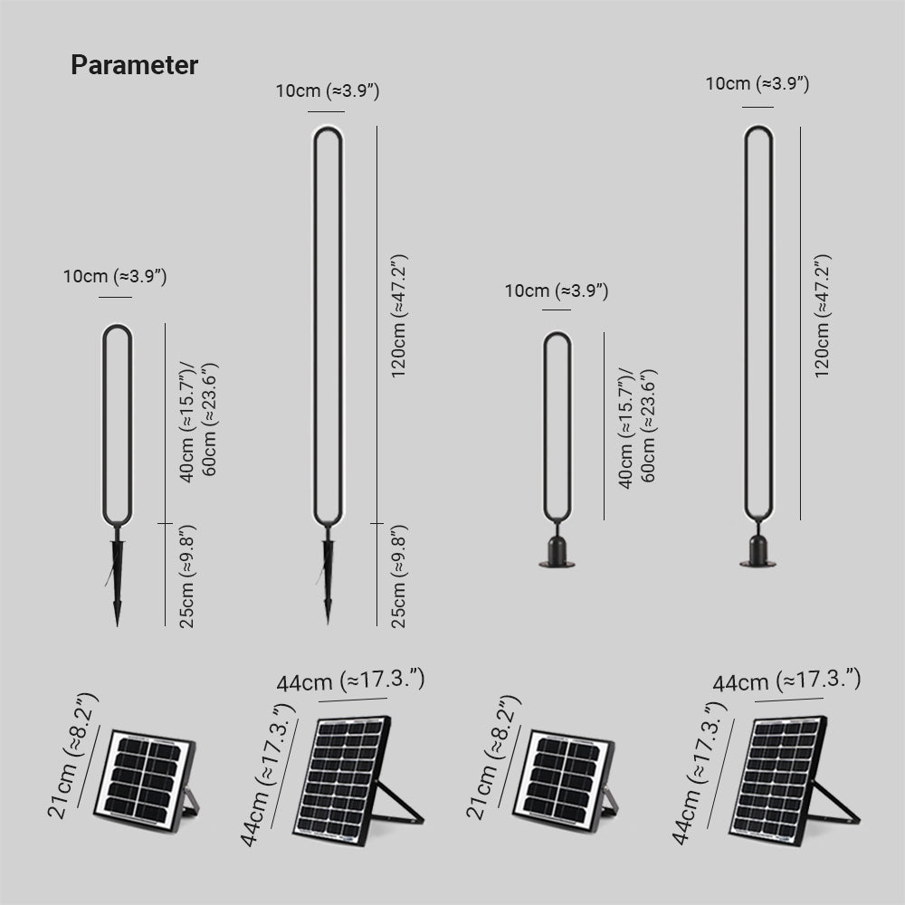 Pena Modern Metal Elliptical Ring Solar Outdoor Path Light, Black