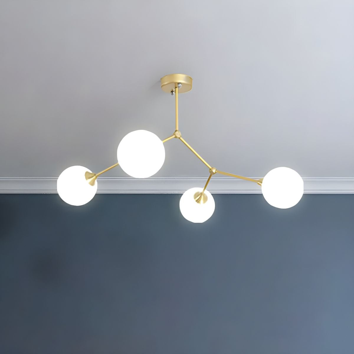 Valentina Modern Glass Bubble Chandelier Bedroom, Black/Gold