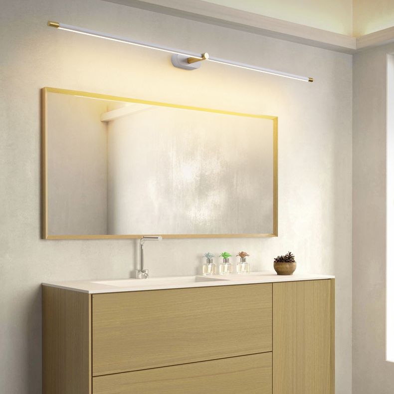 Leigh Minimalist Linear Metal/Acrylic Wall Lamp, White/Black/Gold