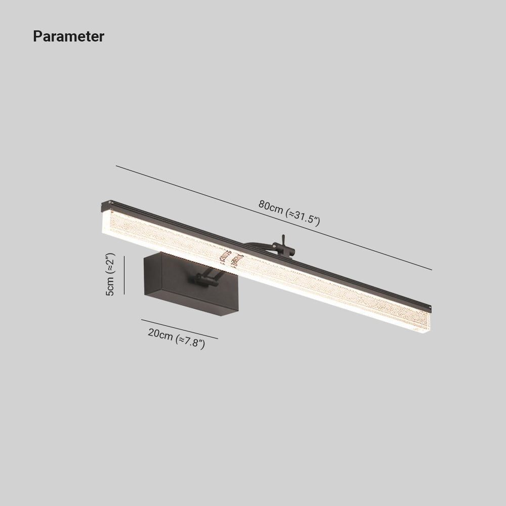 Edge Minimalist Linear Metal/Acrylic Mirror Front Vanity Wall Lamp, Black/White/Silver