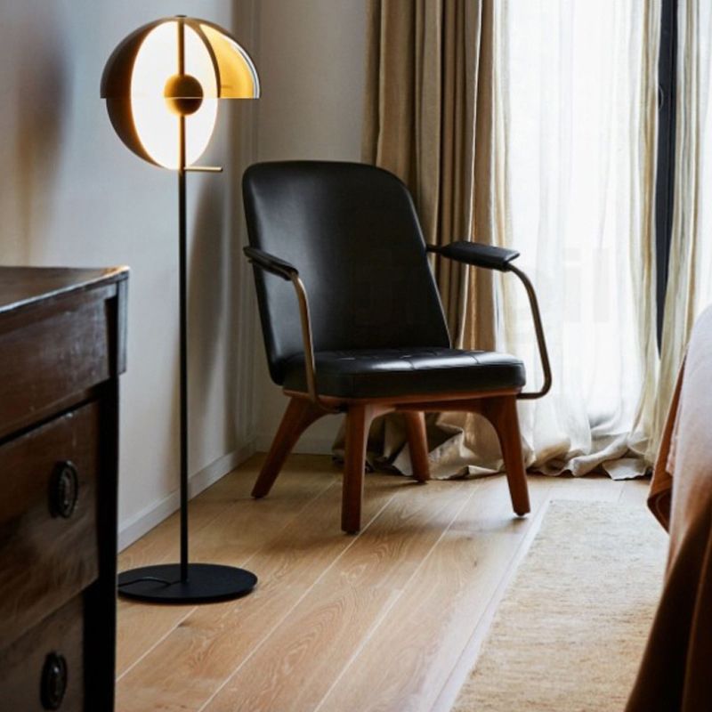 Salgado Modern Geometric Metal Glass Floor Lamp, Black/Amber