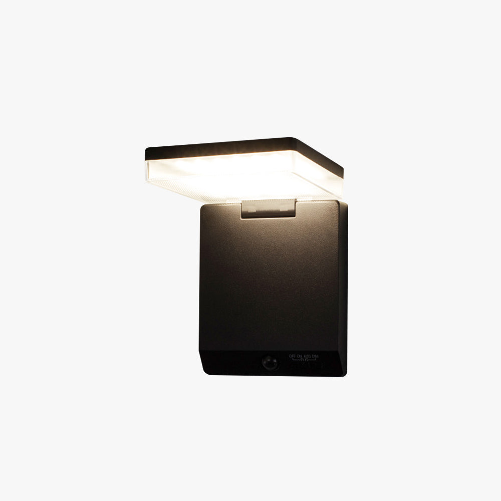 Orr Modern Minimalist Right-Angle Acrylic Sensor Solar Waterproof Outdoor Wall Lamp, Black