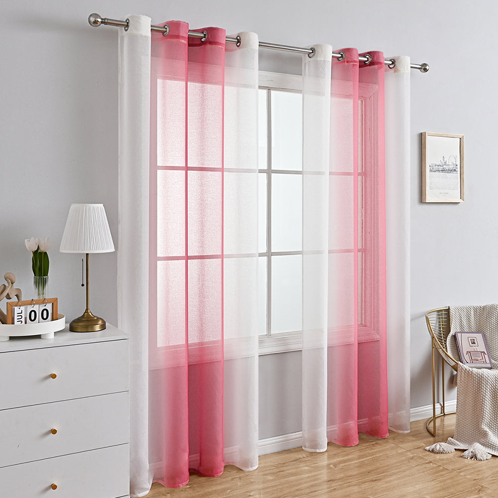 Modern Two Tone Polyester Sheer Curtain, 5 Colors