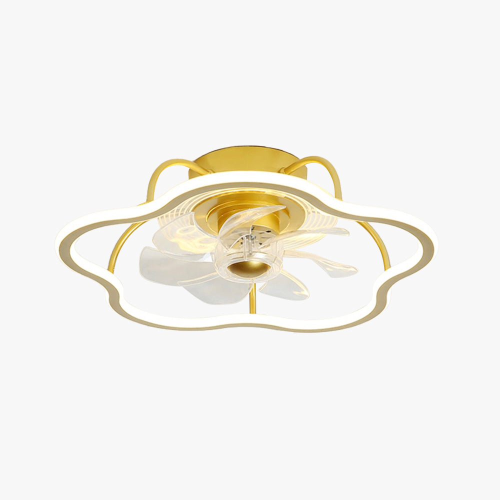 Kelley Flower Gold Flush Mount Ceiling Fan with Light, 20''