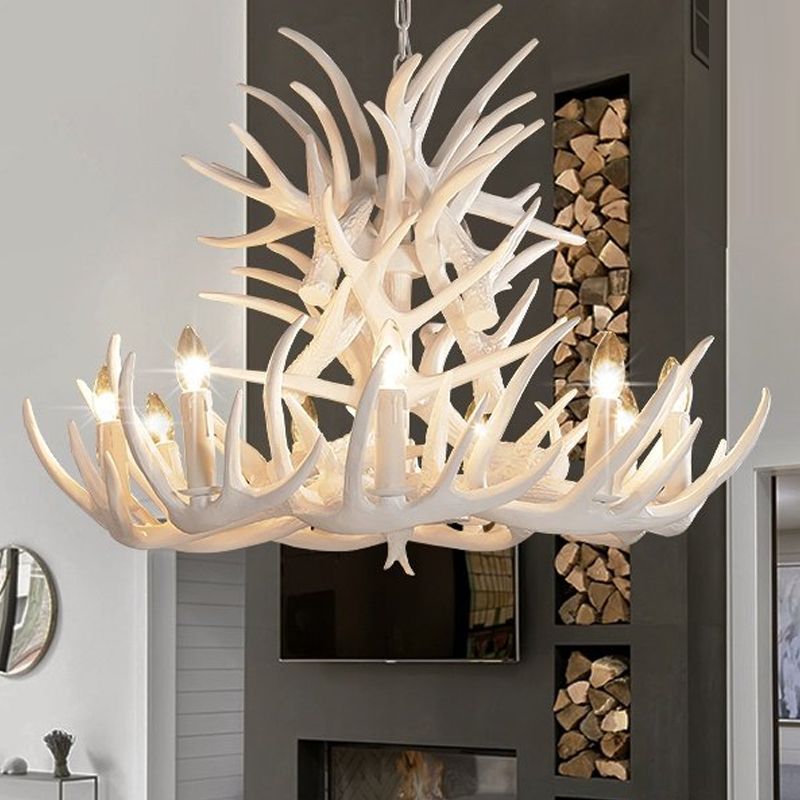 Silva Rustic Antler Metal/Resin Chandelier, White