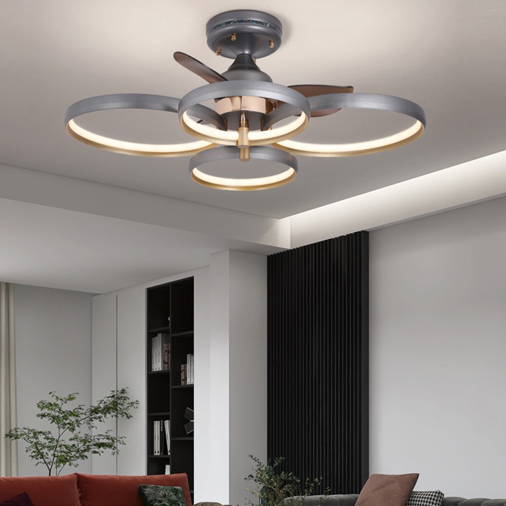 Kelley Ceiling Fan with Light, 2/3/4 Heads, Aluminium & Metal