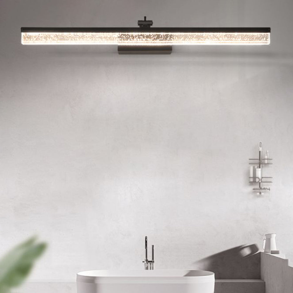 Edge Minimalist Linear Metal/Acrylic Mirror Front Vanity Wall Lamp, Black/White/Silver