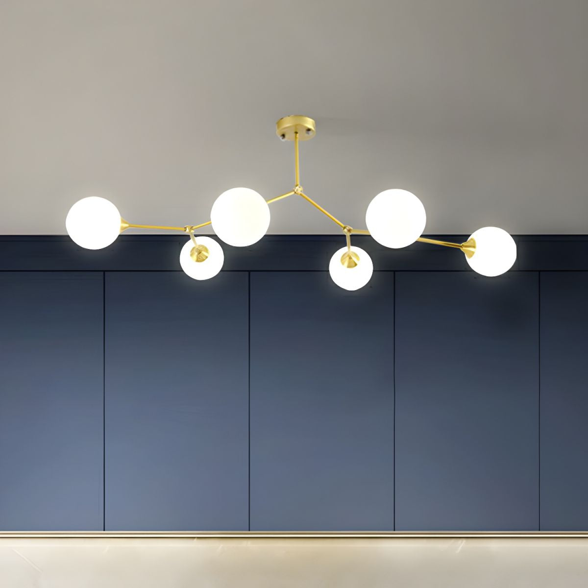Valentina Modern Glass Bubble Chandelier Bedroom, Black/Gold