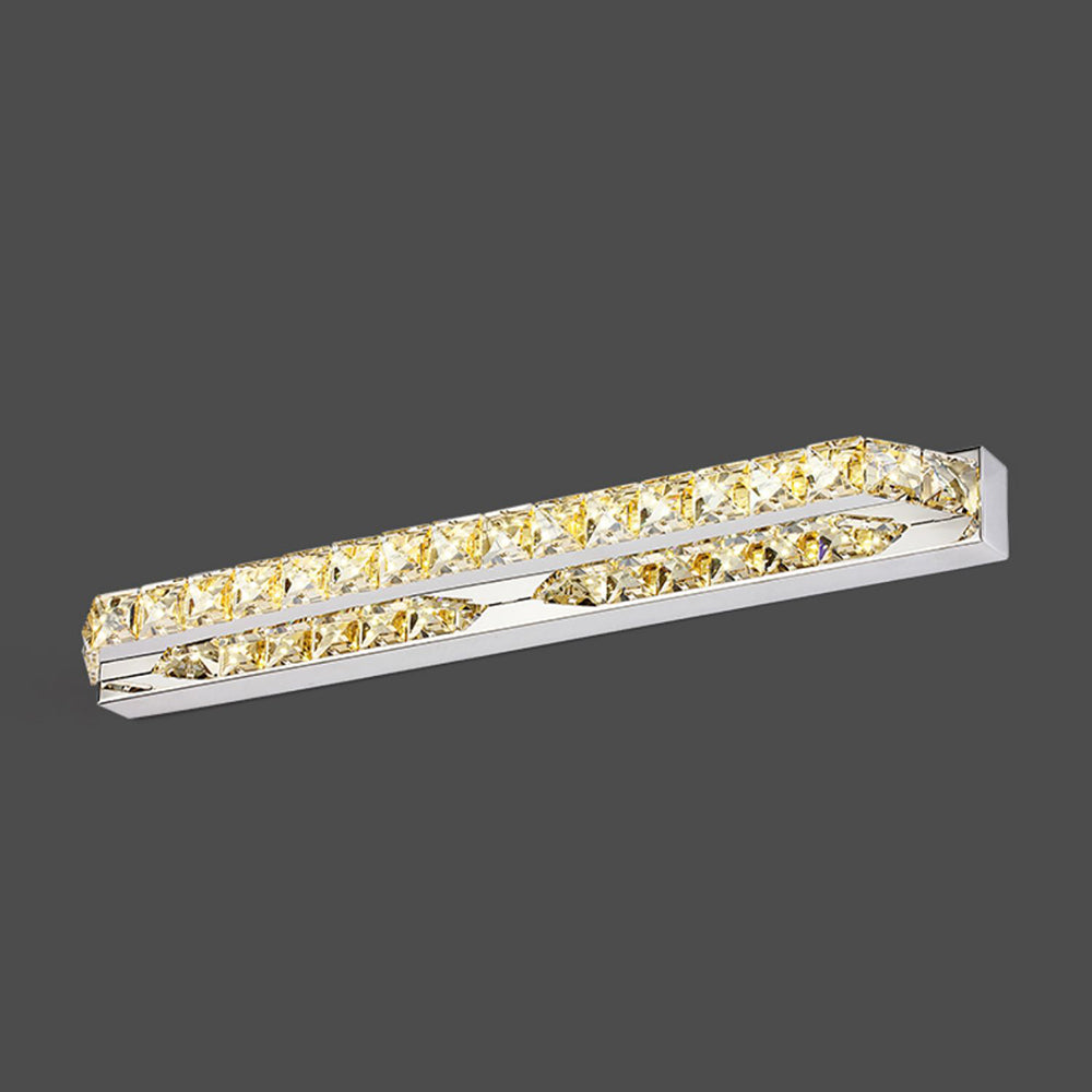 Kristy Luxury Linear Crystal Mirror Front Vanity Wall Lamp, Silver