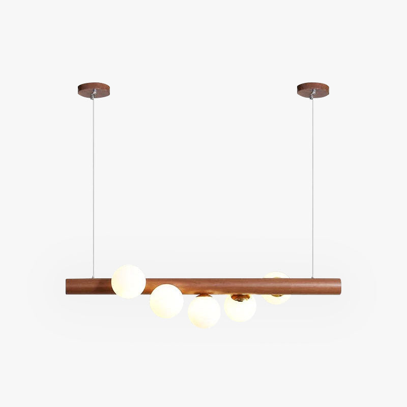 Valentina Glass Bubble Pendant Light, Wood/Walnut