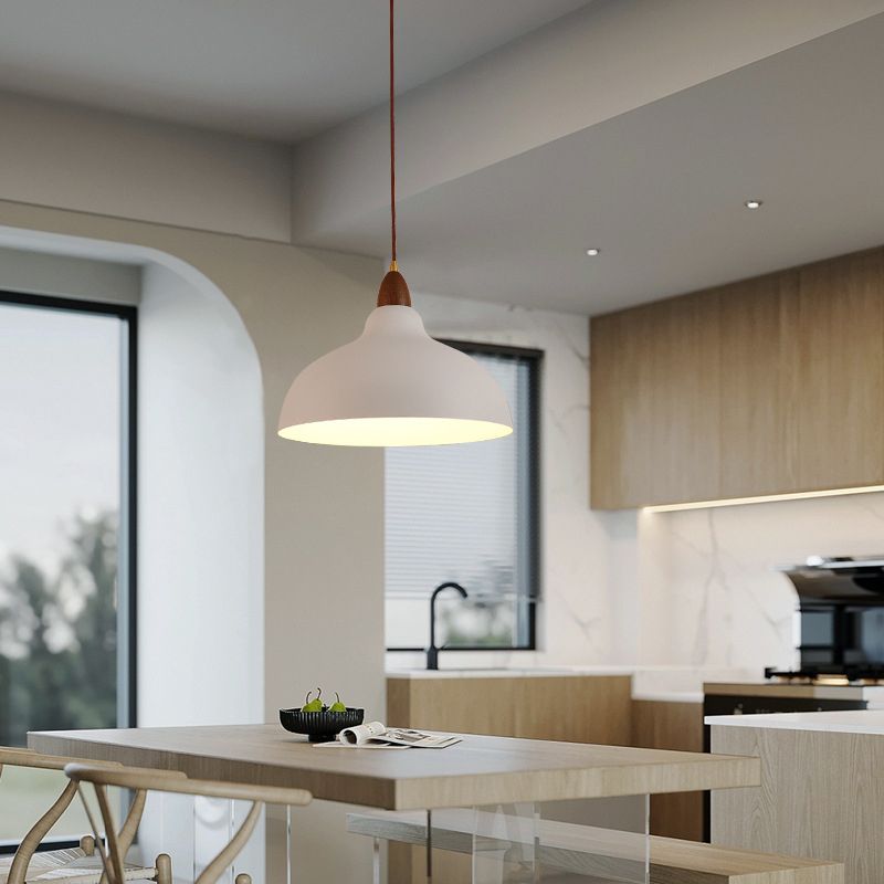Morandi Modern Bowl-shaped Metal Pendant Light, Black/White