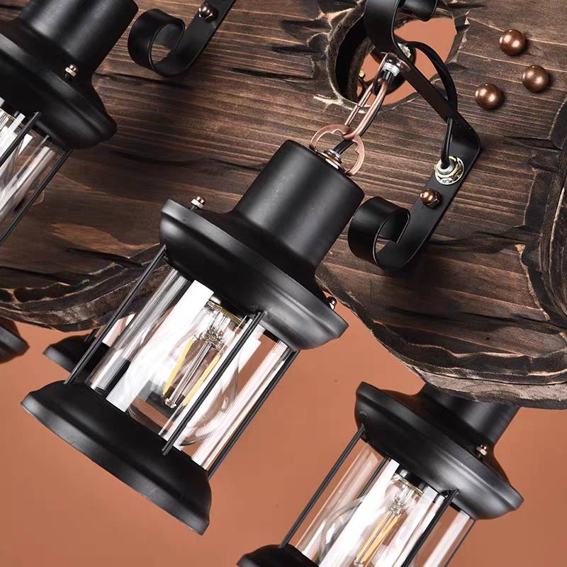 Austin Farmhouse 6 Lantern Guitar Wood/Metal Pendant Light