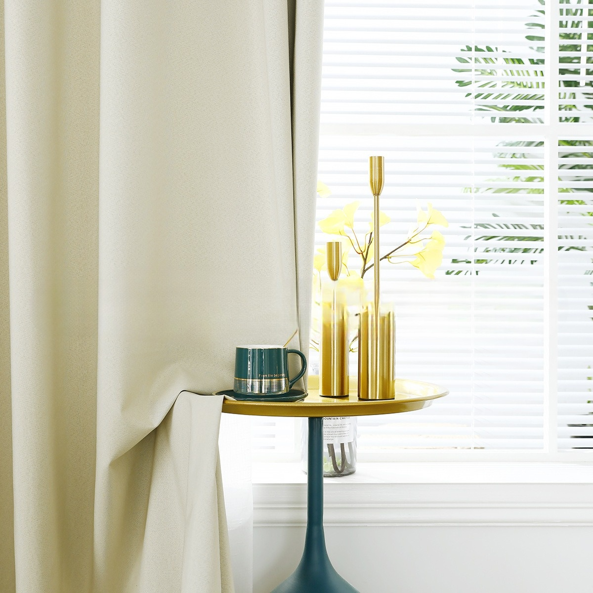 Modern Linen Solid Color Semi-Blackout Thermal Insulated Curtains