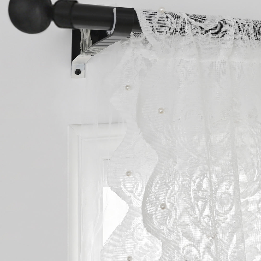 French White Lace Pearl Translucent Sheer Curtain
