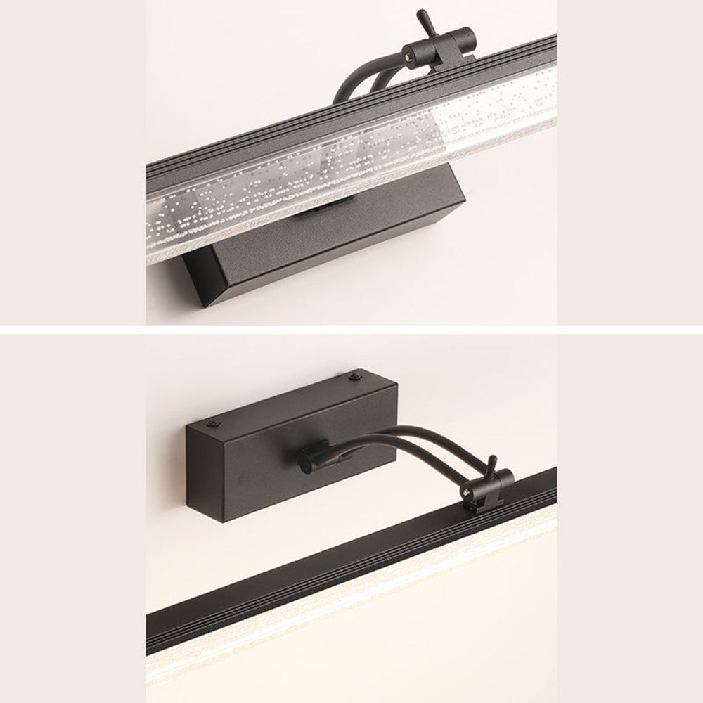Edge Minimalist Linear Metal/Acrylic Mirror Front Vanity Wall Lamp, Black/White/Silver