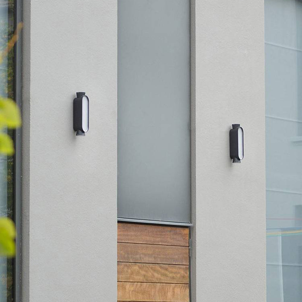 Pena Minimalist Up/Down Acrylic Outdoor Wall Lamp, Black/White