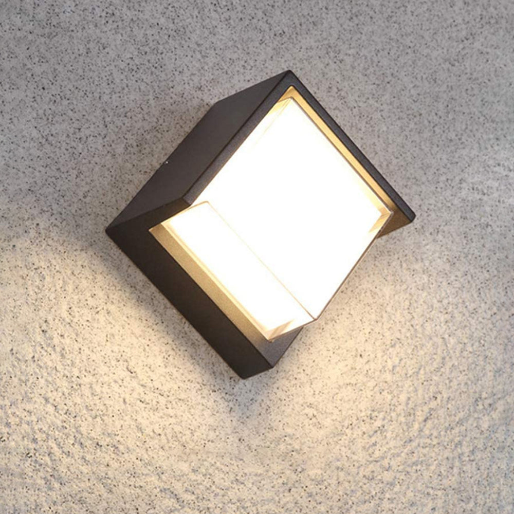 Orr Modern Square Metal Outdoor Wall Lamp, Black/White