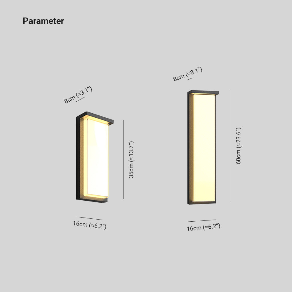 Orr Modern Minimalist Rectangular Metal/Glass Outdoor Wall Lamp, Black