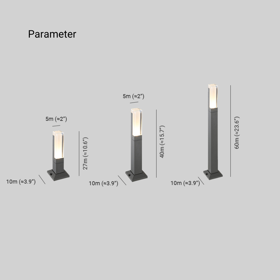 Pena Modern Rectangular Column Solar Outdoor Path Light, Black
