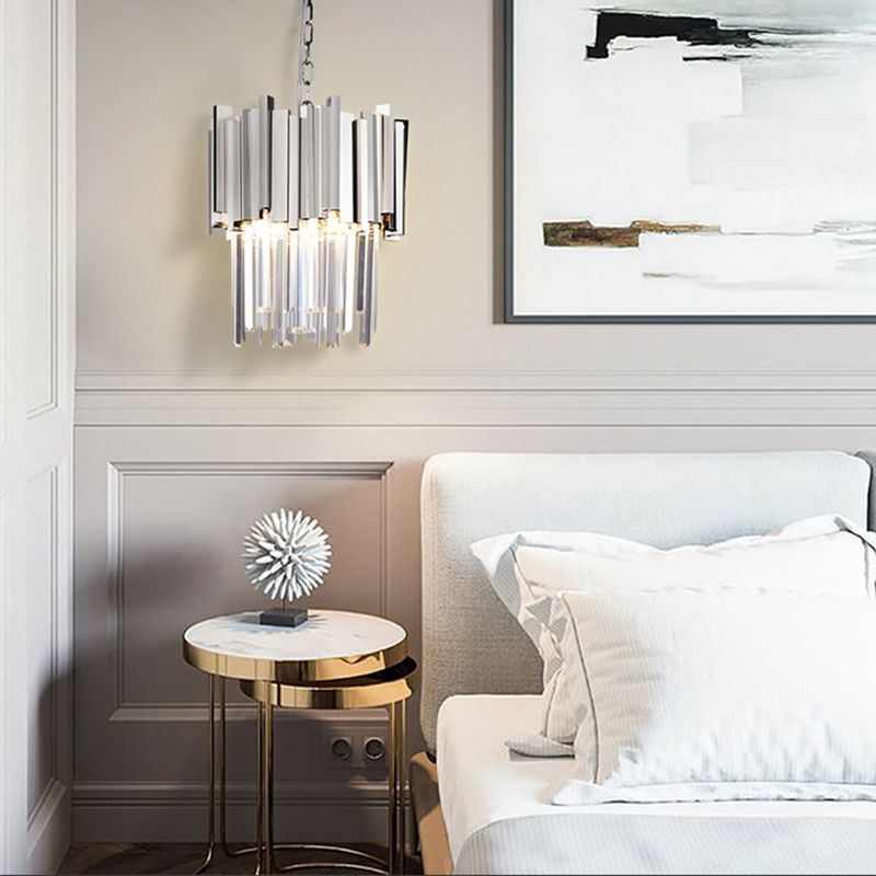 Kristy Modern Crystal Pendant Light, Gold & Chrome