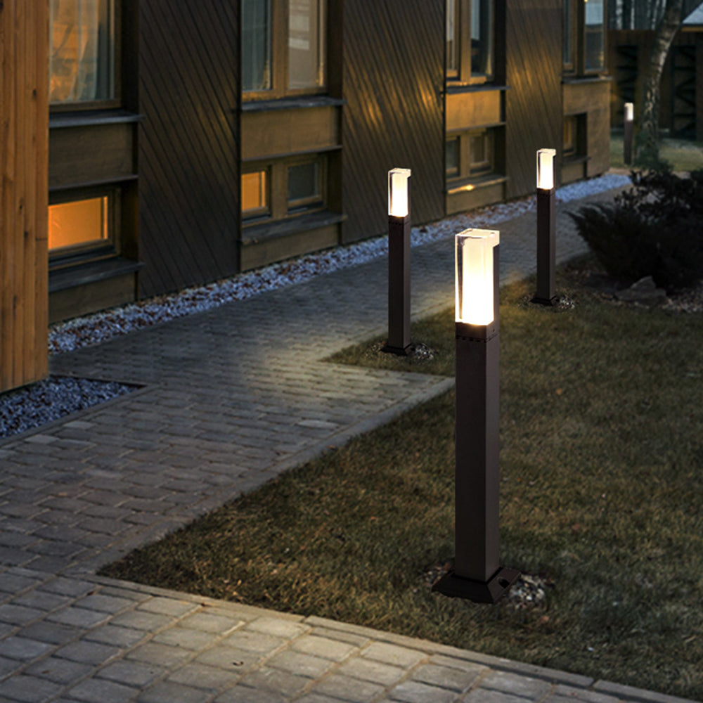 Pena Modern Rectangular Column Solar Outdoor Path Light, Black