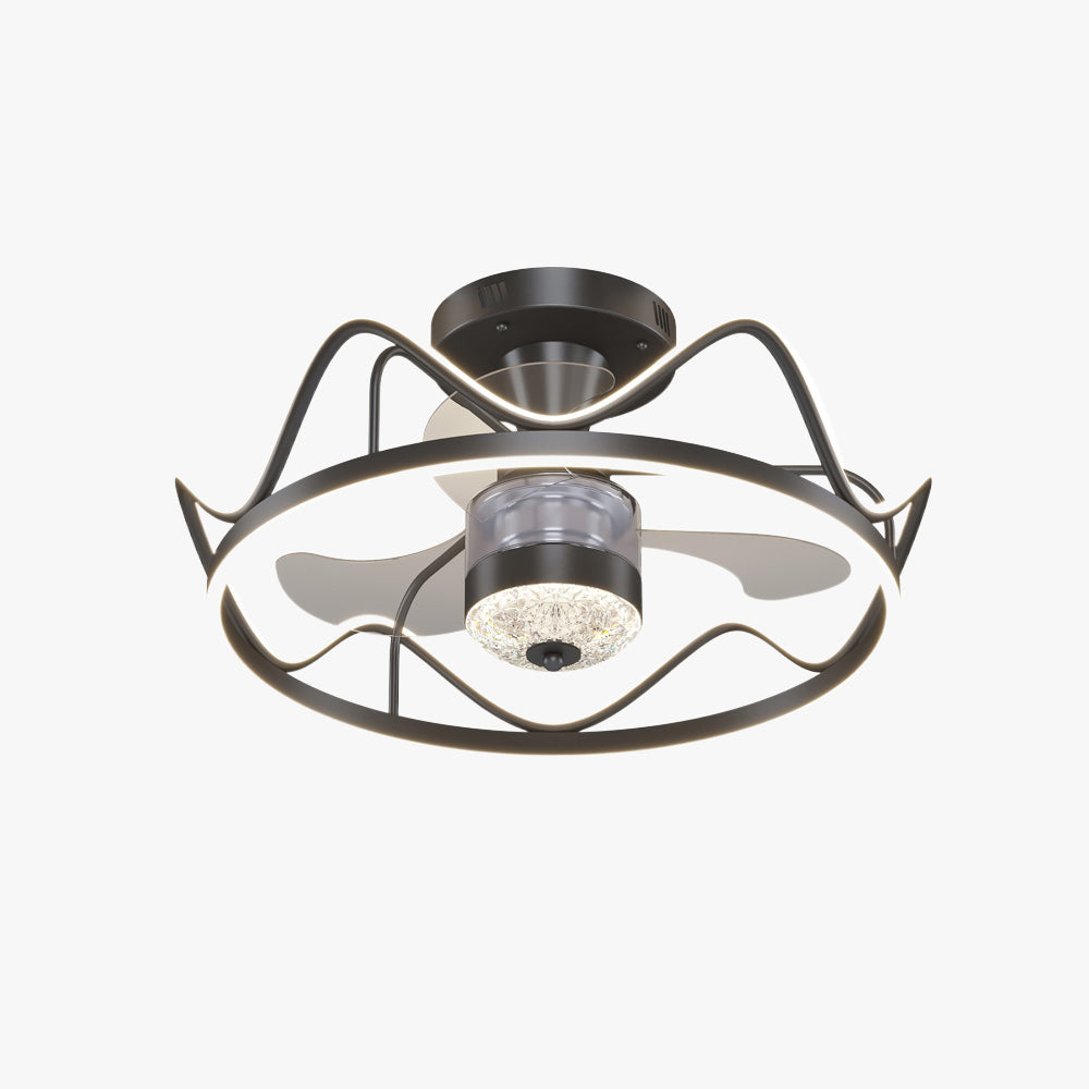 Kelley Gold & Black Flush Mount Ceiling Fan with Light, 25.5''