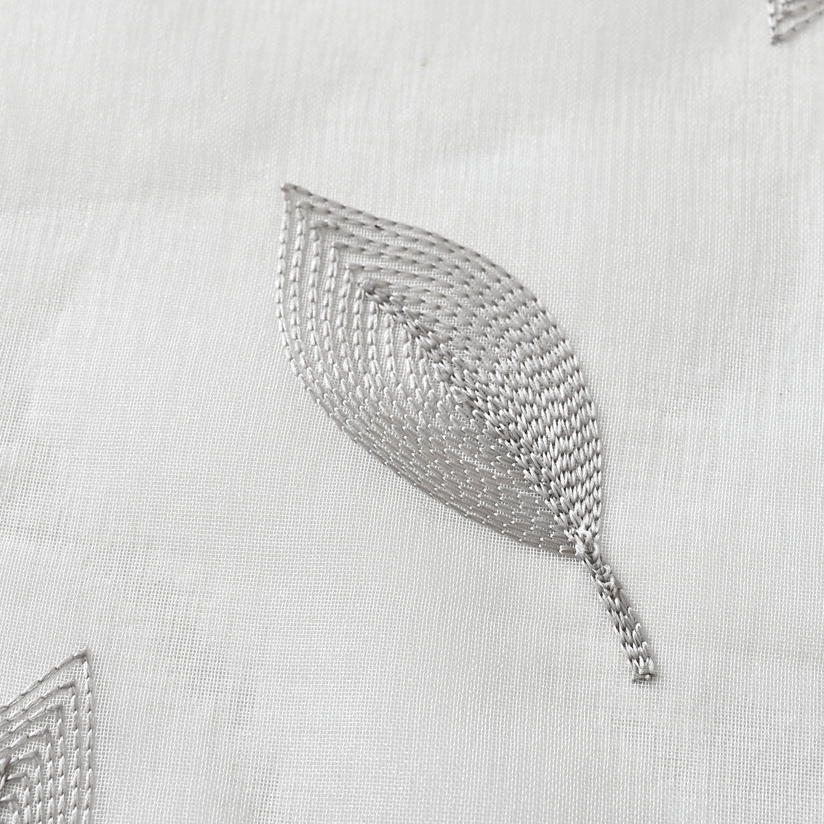 Modern Leaf Polyester Sheer Curtains, Gray/Beige