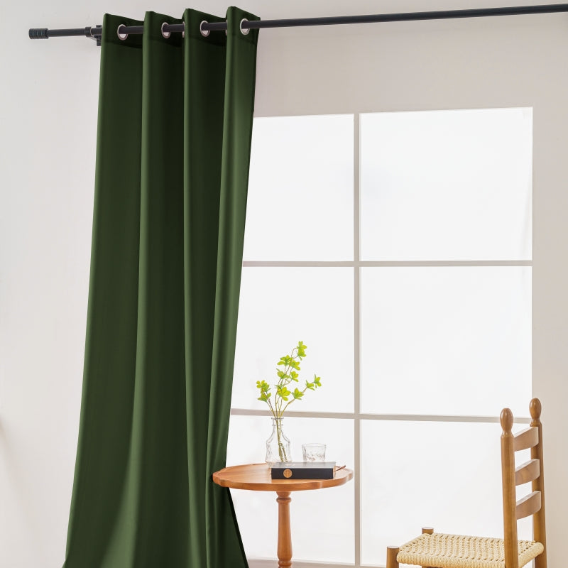 Modern Solid Blackout Flannel 63/84/95 Inches Long Curtains, 5 Colors