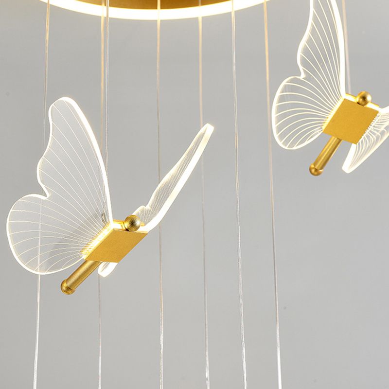 Olivia Pendant Light Butterfly Modern Luxury, Metal/Acrylic, Gold, Corridor