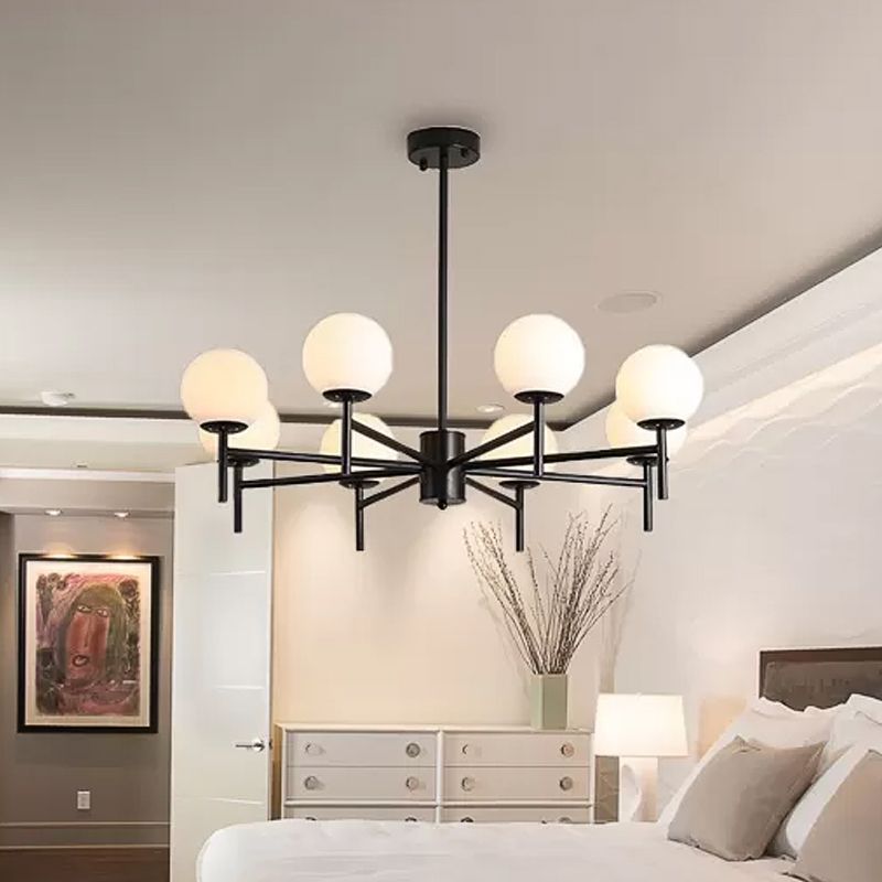 Valentina Modern Ball Glass/Metal Chandelier, Black/Gold