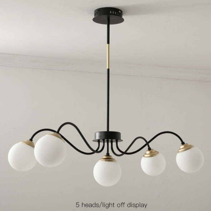 Nordic Modern Globe Metal Chandelier, White/Black