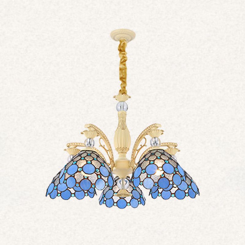 Alessio Mediterranean Branch Glass/Metal Chandelier, Blue