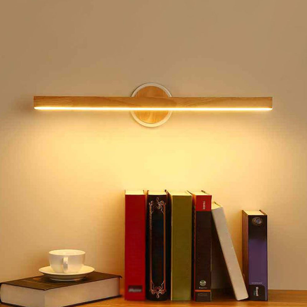 Ozawa Modern Linear Wooden Mirror Front Vanity Wall Lamp