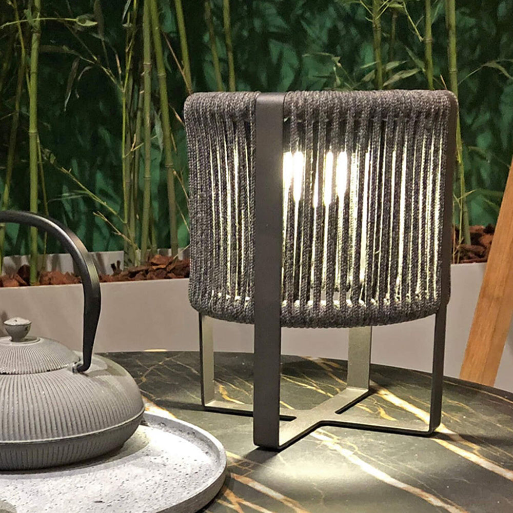 Orr Minimalist Cylinder Solar Outdoor Floor Lamp, Black