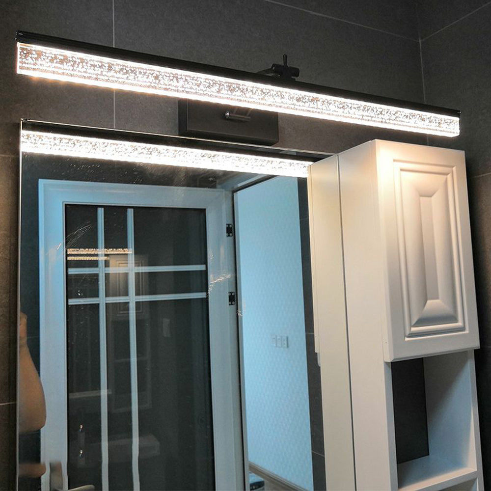 Edge Minimalist Linear Metal/Acrylic Mirror Front Vanity Wall Lamp, Black/White/Silver