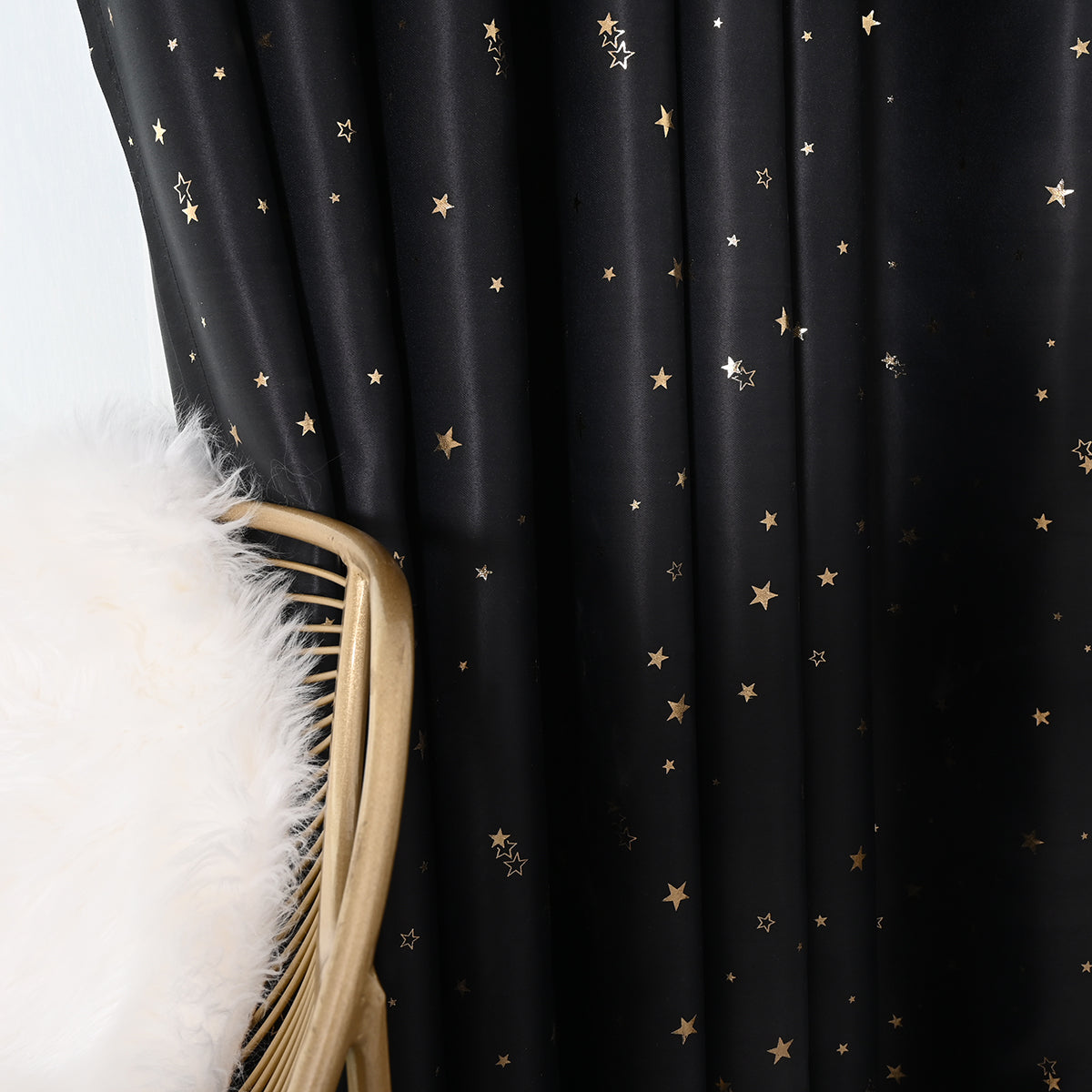 Modern Gold Star Pattern Thermal Blackout Curtain, Living Room