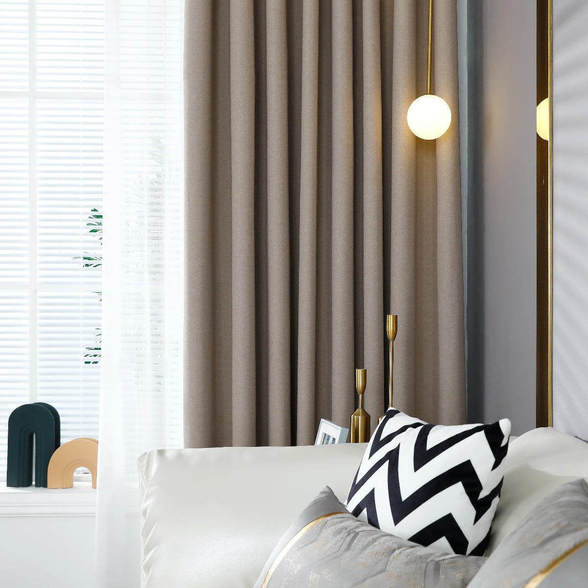 Modern Linen Solid Color Blackout Thermal Insulated Curtains