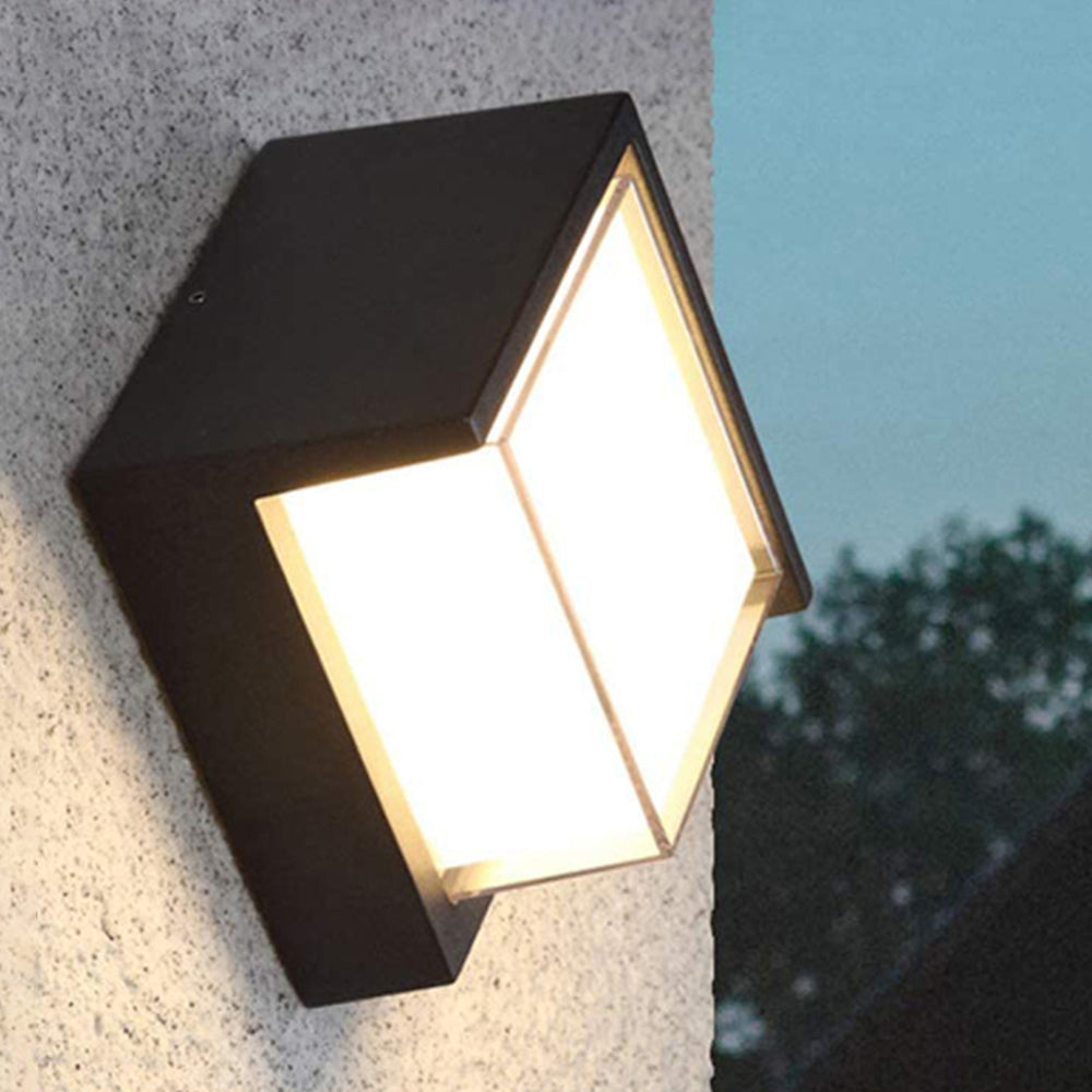 Orr Modern Square Metal Outdoor Wall Lamp, Black/White