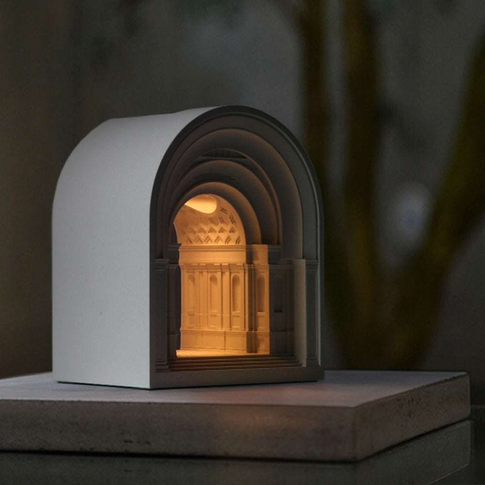 Félicie Art Deco Dome Candle Gypsum Table Lamp, White