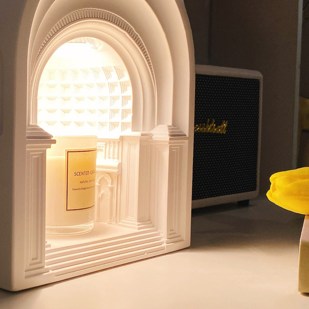 Félicie Art Deco Dome Candle Gypsum Table Lamp, White
