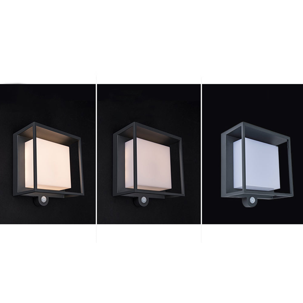 Orr Modern Rectangular Acrylic Sensor Solar Powered Outdoor Wall Lamp, Black