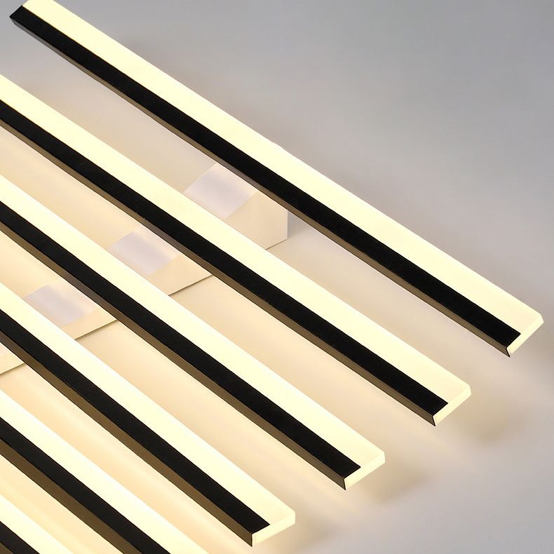 Quinn Flush Mount Ceiling Light Linear Modern, Metal, Black, Living Room
