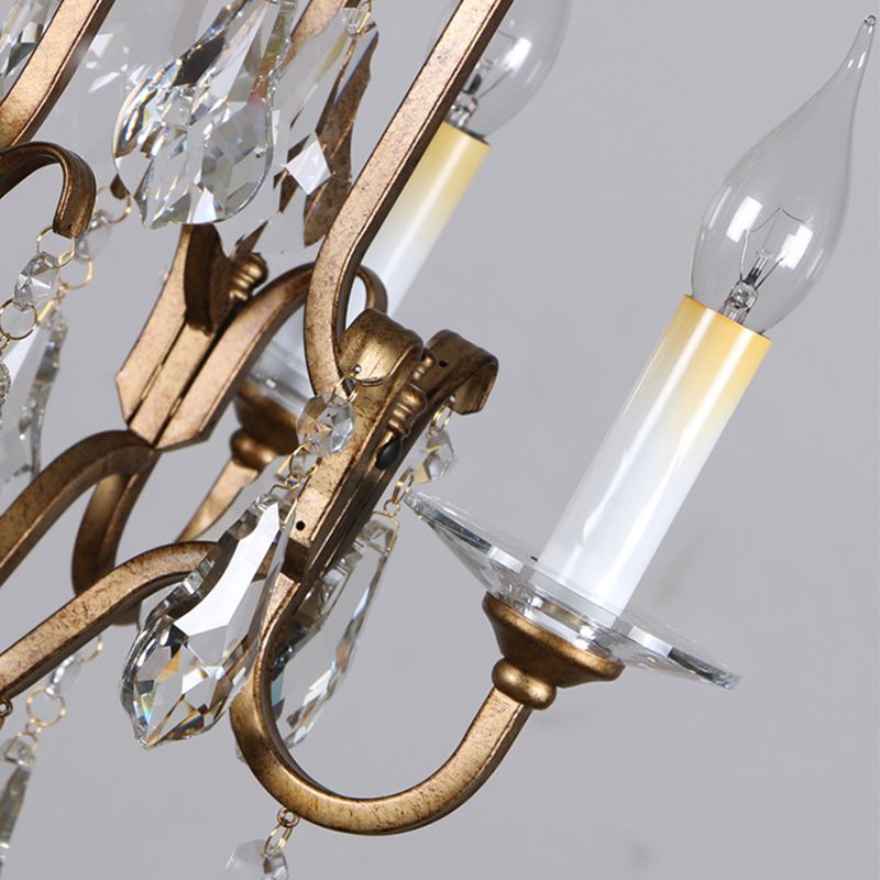 Silva Vintage Luxury Candle Crystal/Metal Chandelier, Gold