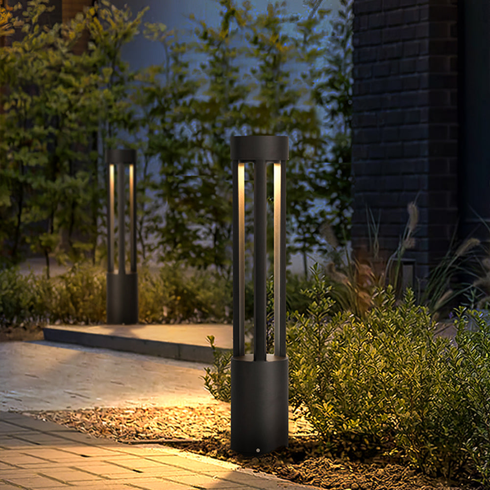 Pena Modern Cylindrical Hollow Outdoor Path Light, Black
