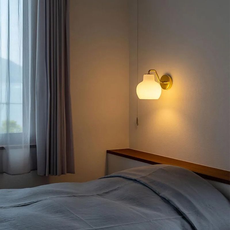 Lily Simple Dome Shape Vanity Wall Lamp, Metal/Glass