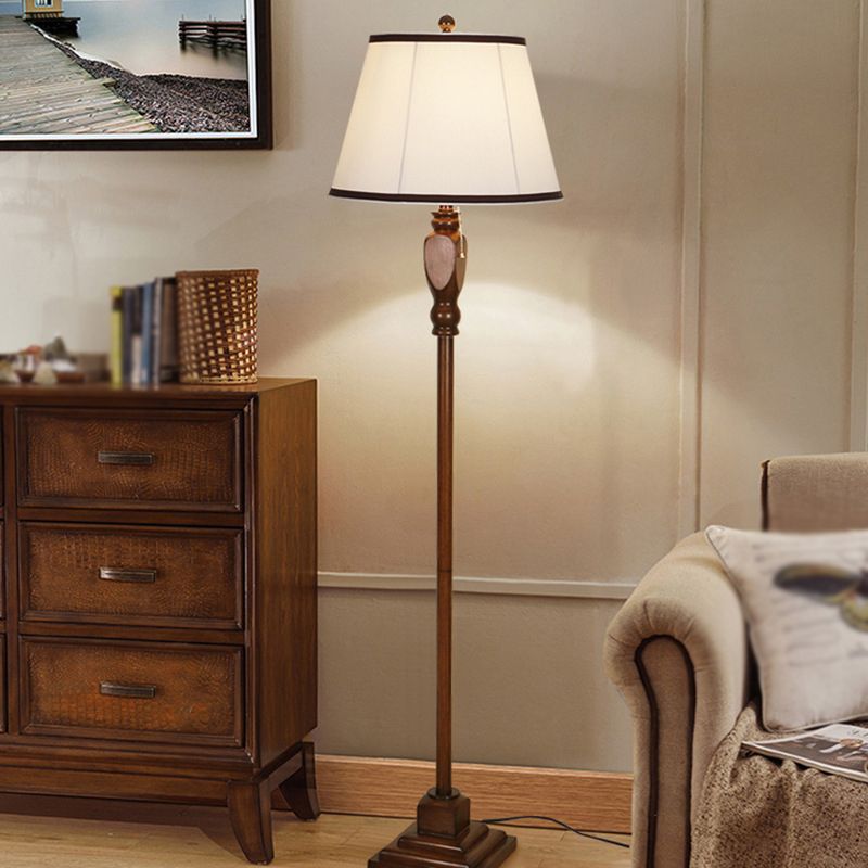 Eryn Retro Drum Fabric Metal Floor Lamp, Beige/Khaki