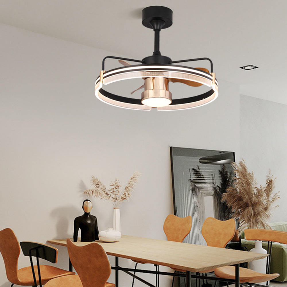 Kelley Ceiling Fan with Light, 2 Style, Aluminium & Metal, 24''