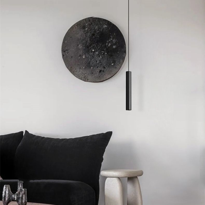 Edge Minimalist Cylinder Black Pendant Light, 9